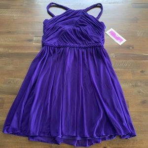 Adrianna Papell purple braided strap layered dress